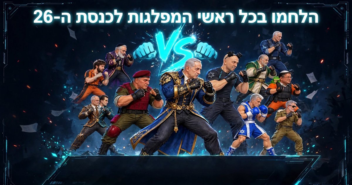 לוחמי World Fight: Election Edition בעמדת קרב מול זירת הכנסת